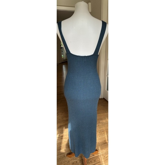 Modern Citizen Yuna V-Neck Ribbed Knit Midi Dress Teal Green Size M NWT - Picture 6 of 8